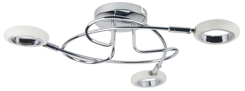 Plafonnier LED Aurelion 3 lumières chromé et blanc