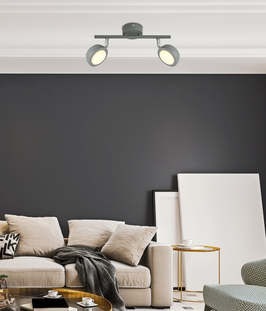 Plafonnier LED Mild 2 lumières gris