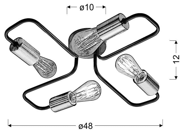 Suspension Herpe 4 lumières noire