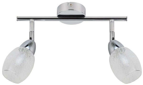 Plafonnier LED Rico 2 lumières chromé, verre