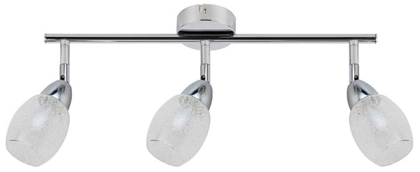 Plafonnier LED Rico 3 lumières chromé, verre, L 58 cm