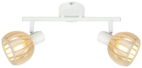 Plafonnier Atarri 2 lumières blanc, bois