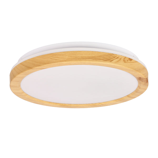Plafonnier LED Gandava blanc et bois, L 29 cm