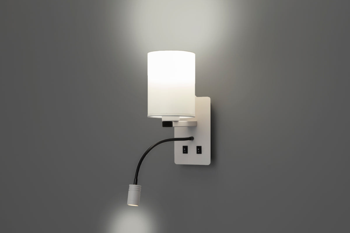 Applique murale LED Magnum 3 blanche, tissu