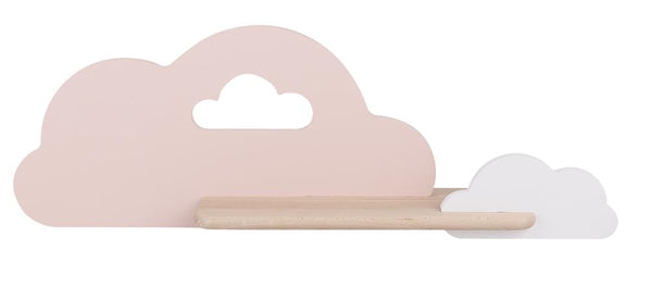 Applique murale LED Cloud pour chambre d'enfant rose et blanche, bois