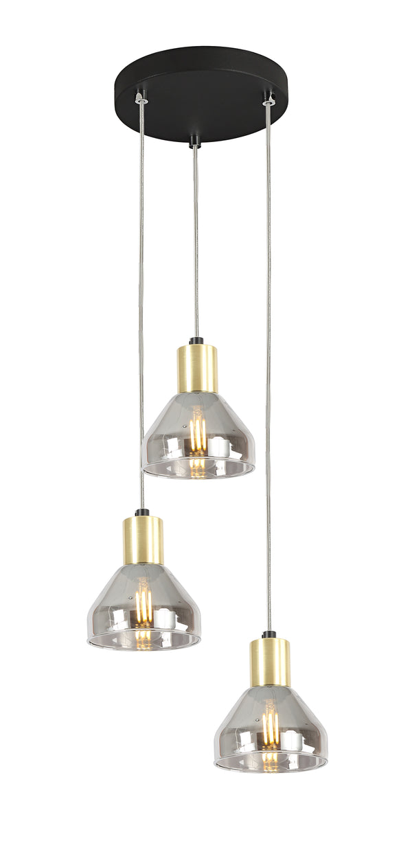 Suspension Gregory Talerz 3 lumières noire, verre