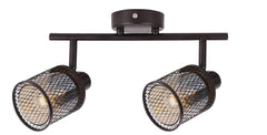 Plafonnier Canabera Kawowe 2 lumières doré et ambré, verre