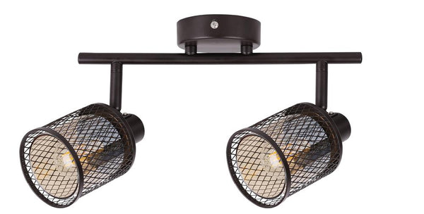 Plafonnier Canabera Kawowe 2 lumières doré et ambré, verre