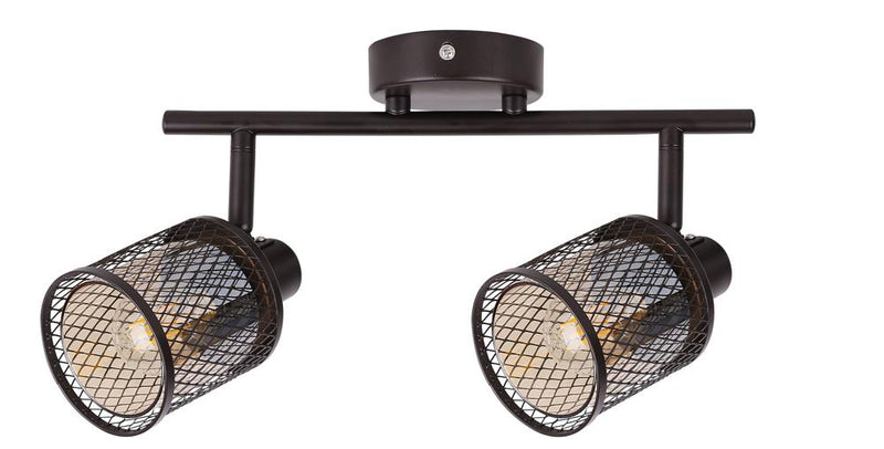 Plafonnier Canabera Kawowe 2 lumières doré et ambré, verre