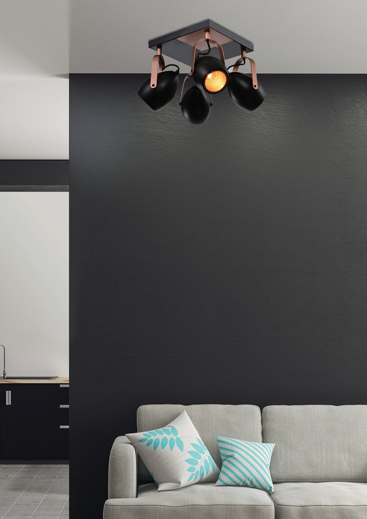 Plafonnier Anica 4 lumières noir