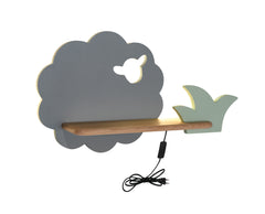 Applique murale LED Sheep pour chambre d'enfant grise, bois (réf. 21-85146)