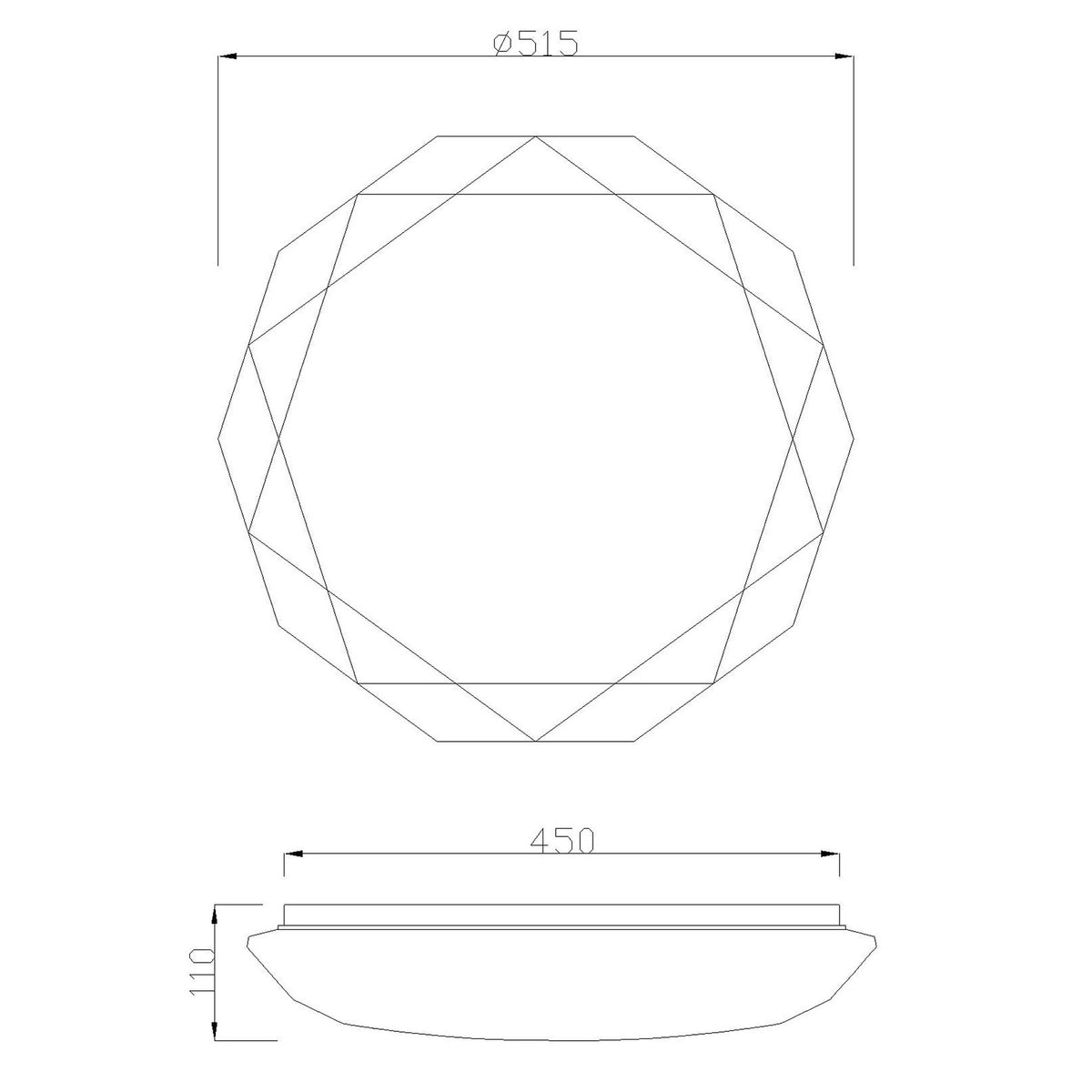 Plafonnier LED Diamante II blanc, Ø 51,5 cm, 5000 K