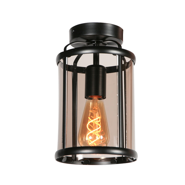 Pimpernel ceiling light 5973ZW black with smoked glass Ø16 cm