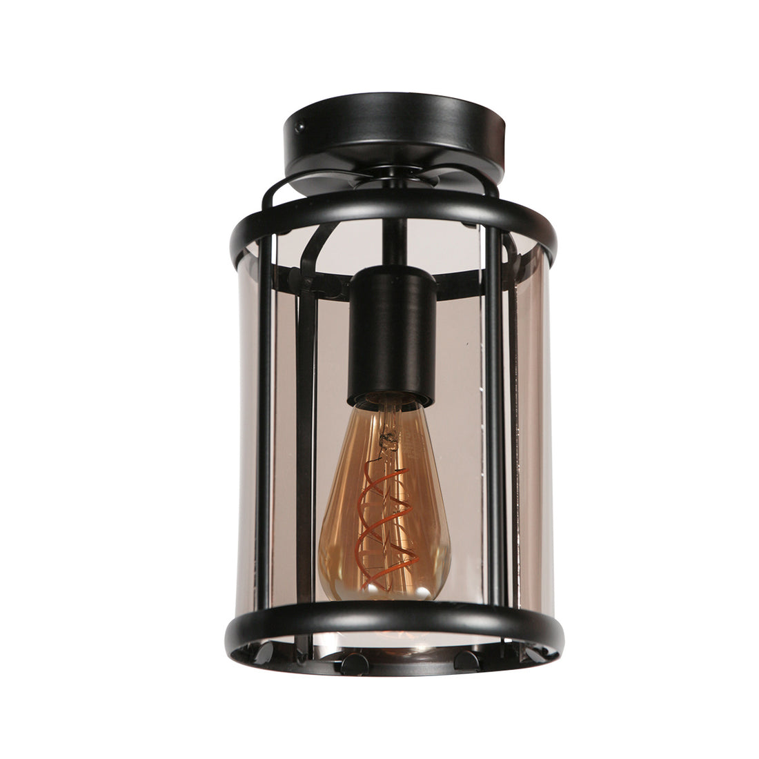 Pimpernel ceiling light 5973ZW black with smoked glass Ø16 cm