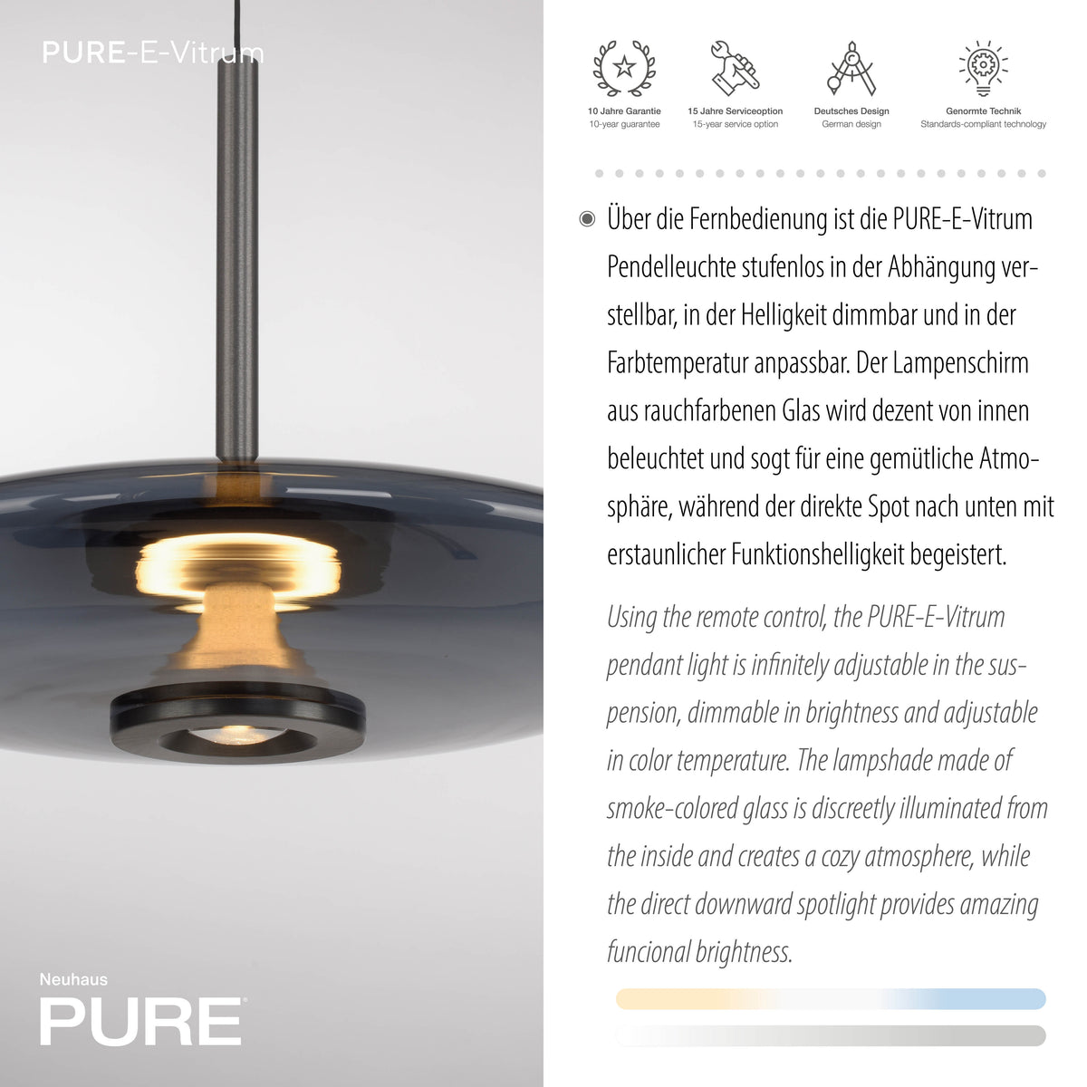 Gros plan sur l'éclairage interne et la finition du verre fumé