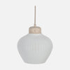 Natural linen and travertine pendant light, cream lampshade Ø 21 cm | Travino
