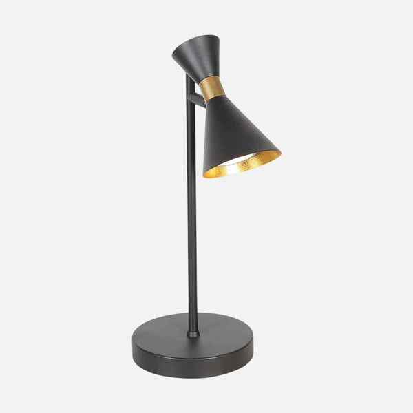 Black GU10 table lamp, adjustable spotlight & brass detail | Preto