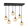 Cosmo 6-light pendant, black, amber glass