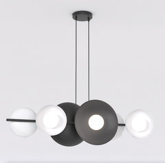 Black and white 6-light chandelier