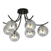 Boston 6-light ceiling light black, graphite glass