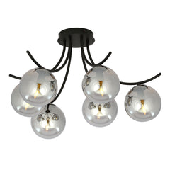 Boston 6-light ceiling light black, graphite glass