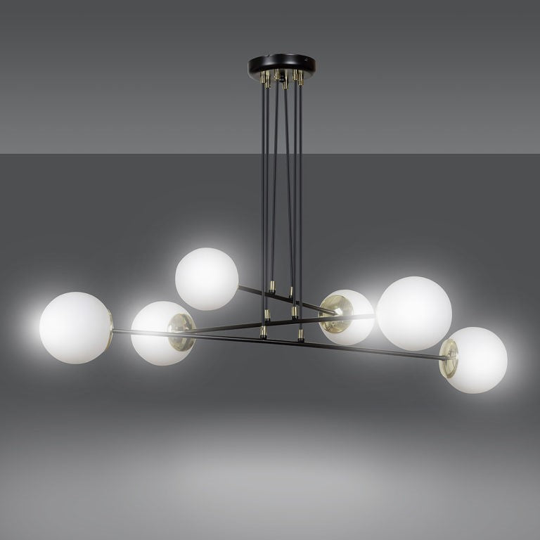 Ognis 6-light black pendant light