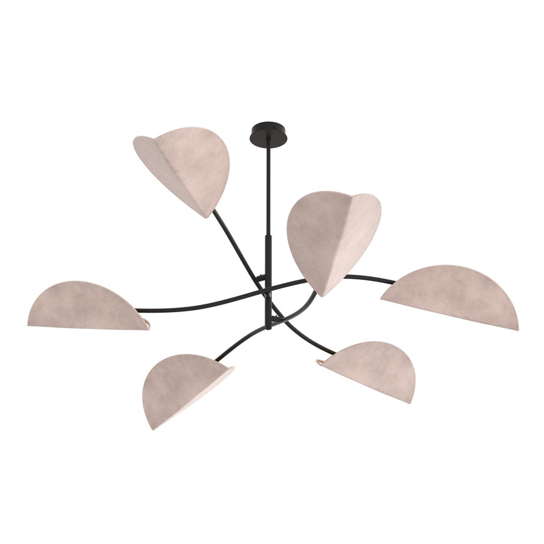 Lotus 6-light pendant lamp, black and grey