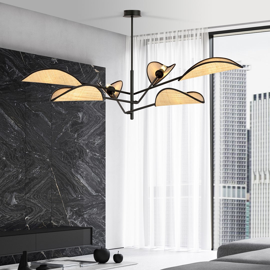 Vene 6-light black pendant light