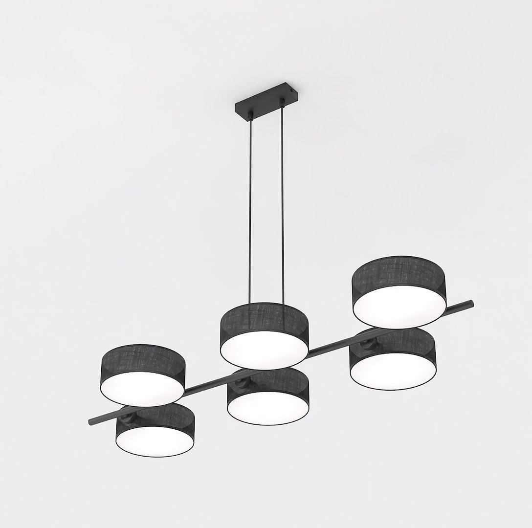 Drumz 6-light black pendant light