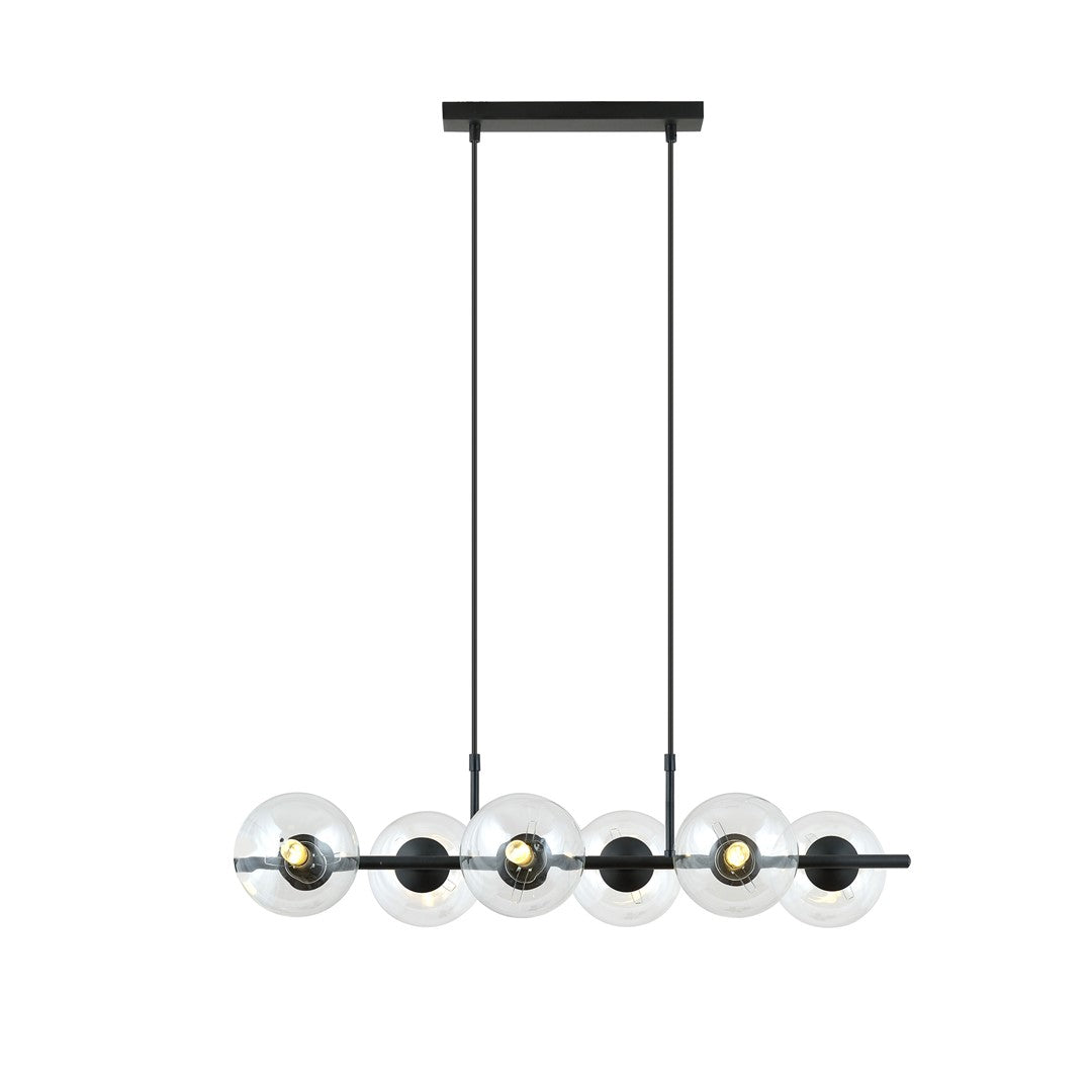 Rory 6-light pendant, clear glass