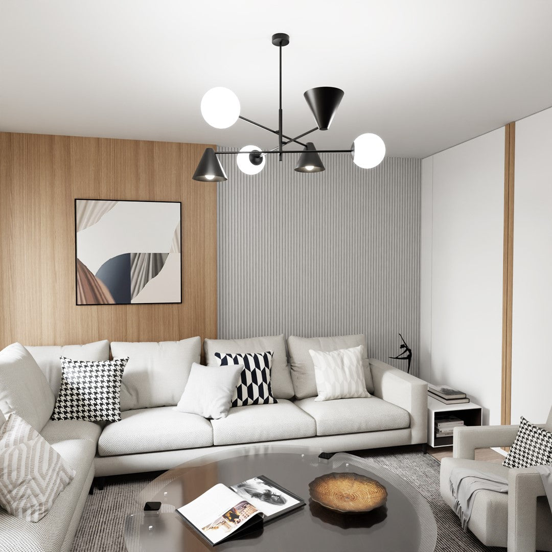 Hermes 6-light black pendant light