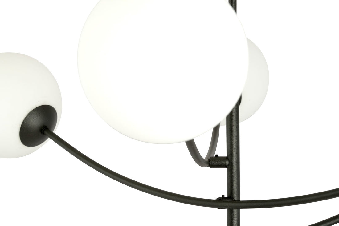 Hunter 6-light flush mount, black, opal glass
