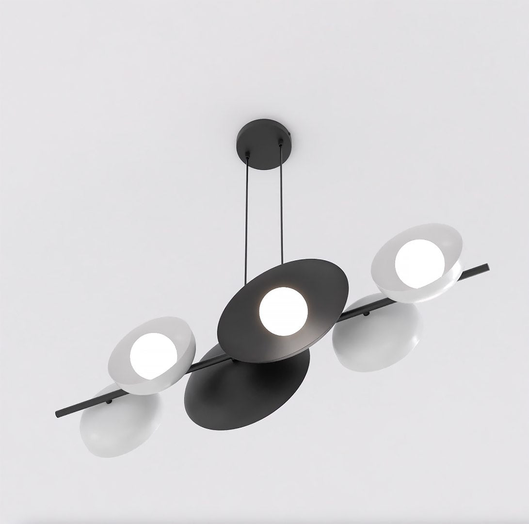 Black and white 6-light chandelier