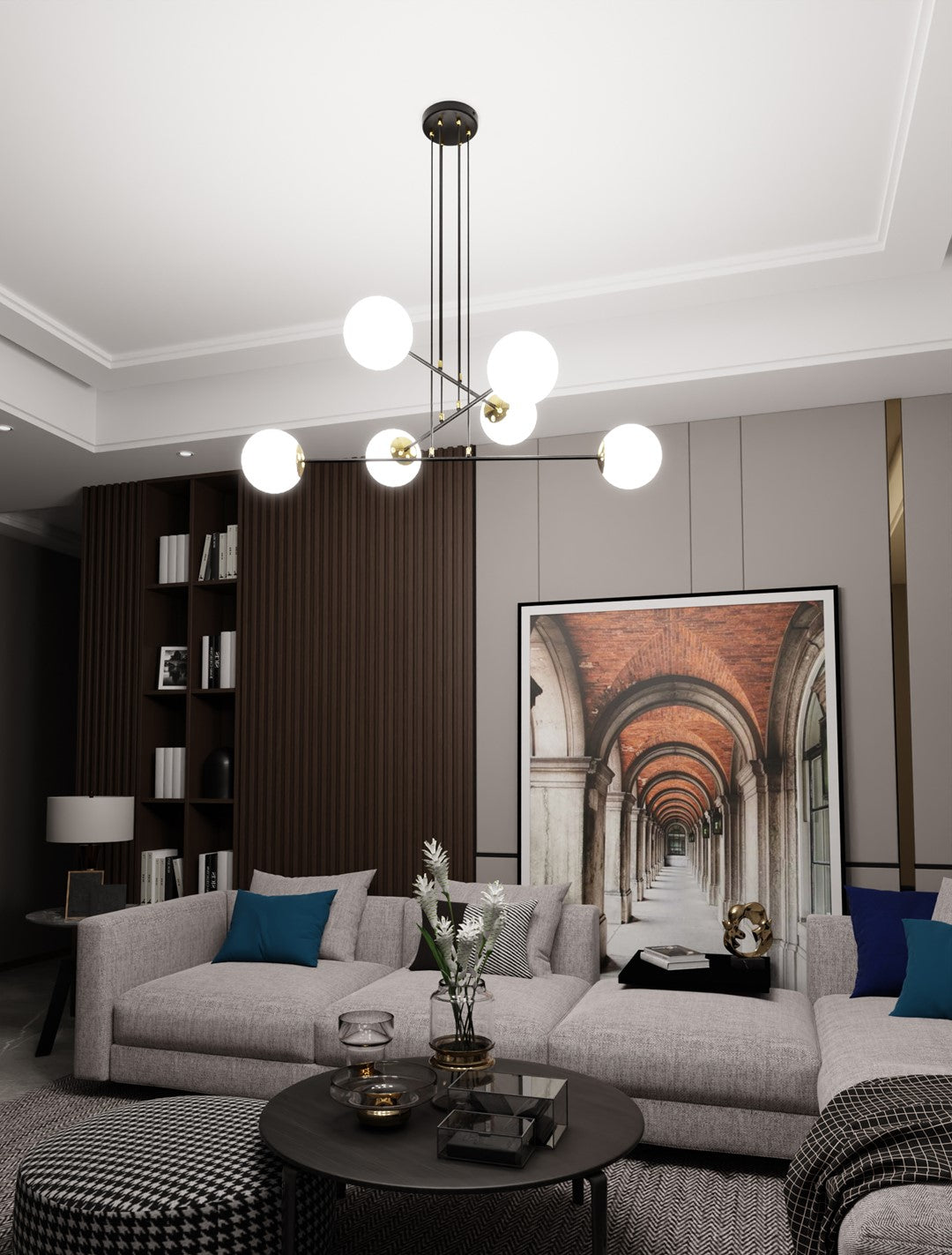 Ognis 6-light black pendant light