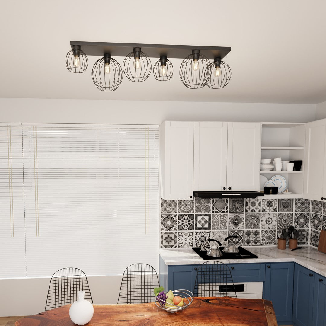 Nest 6-light pendant lamp, black