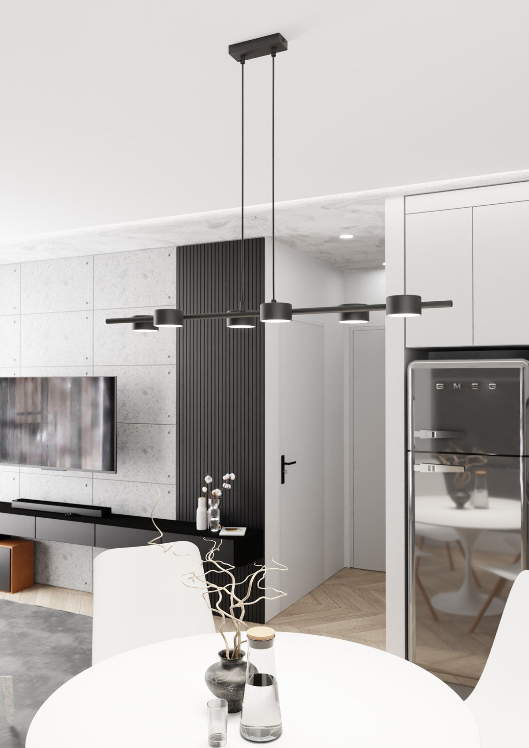 Sora 6-light black pendant light