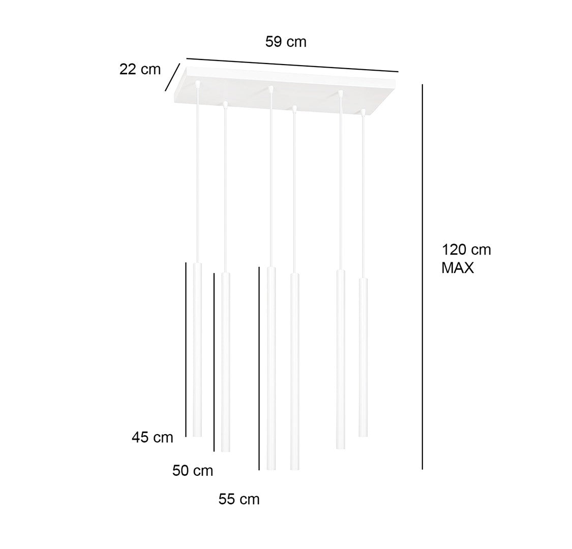Selter 6-light white pendant lamp