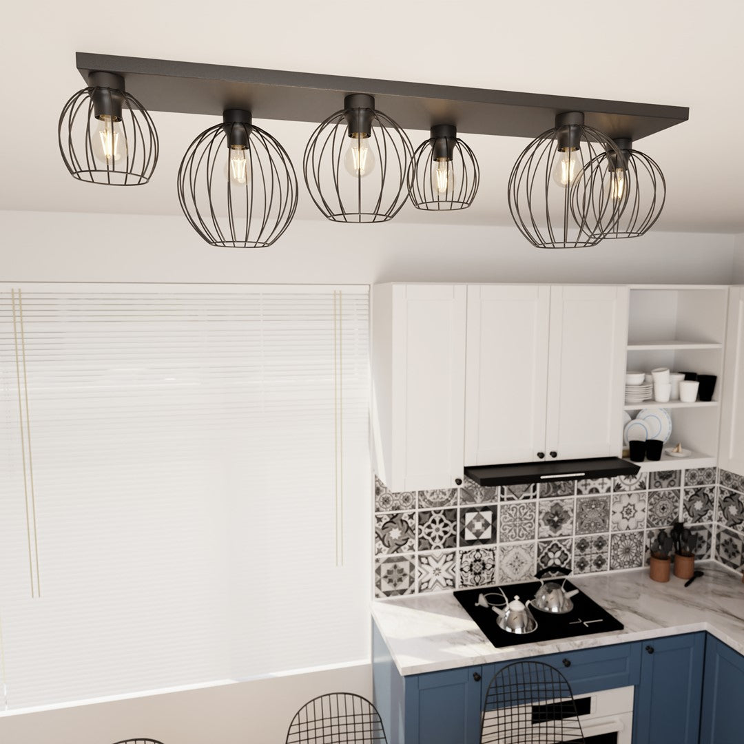 Nest 6-light pendant lamp, black
