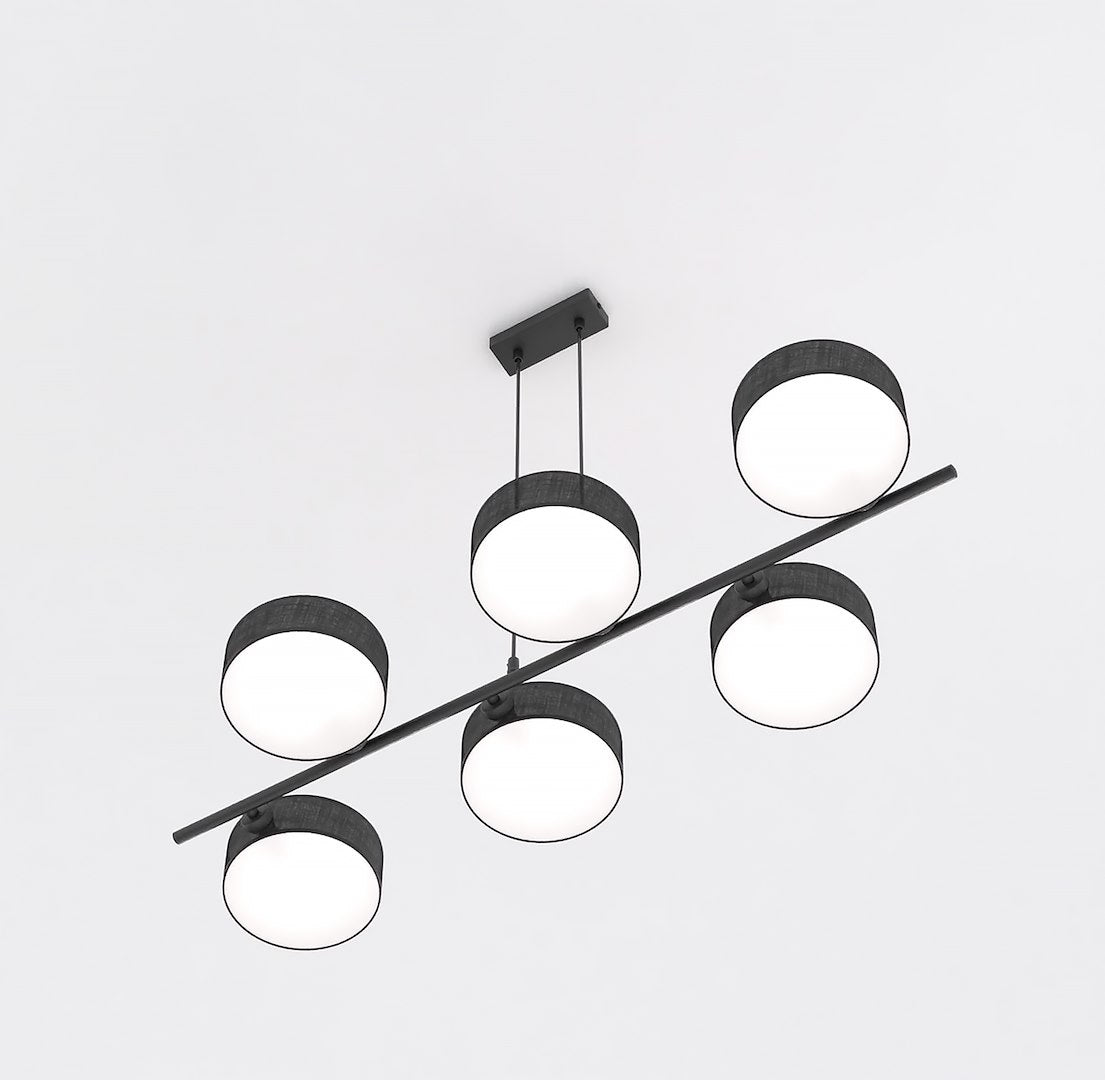 Drumz 6-light black pendant light