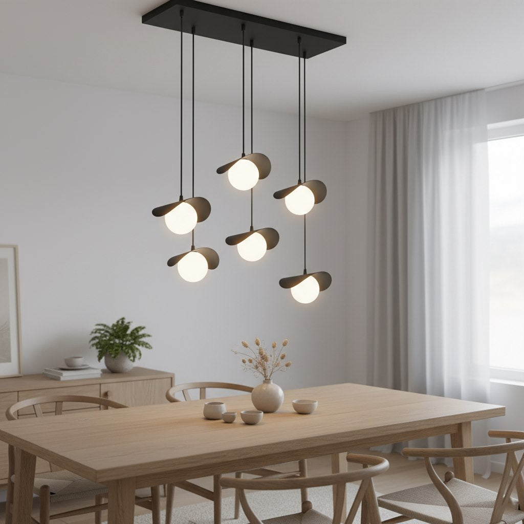 6-light black Ritual pendant light