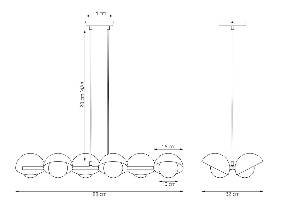 6-light white Boom pendant lamp