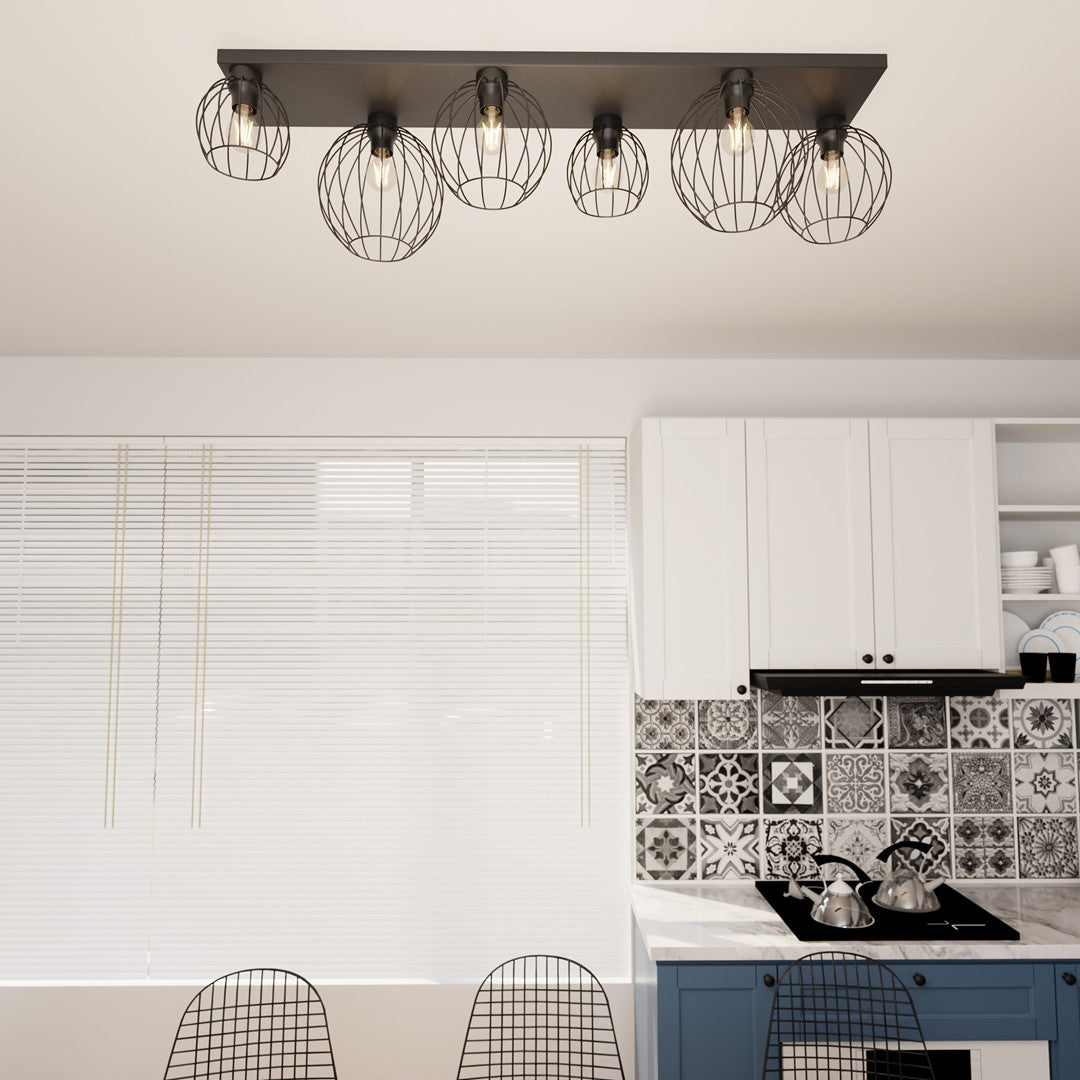 Nest 6-light pendant lamp, black