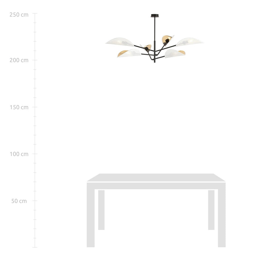 Vene 6-light pendant lamp in white and gold