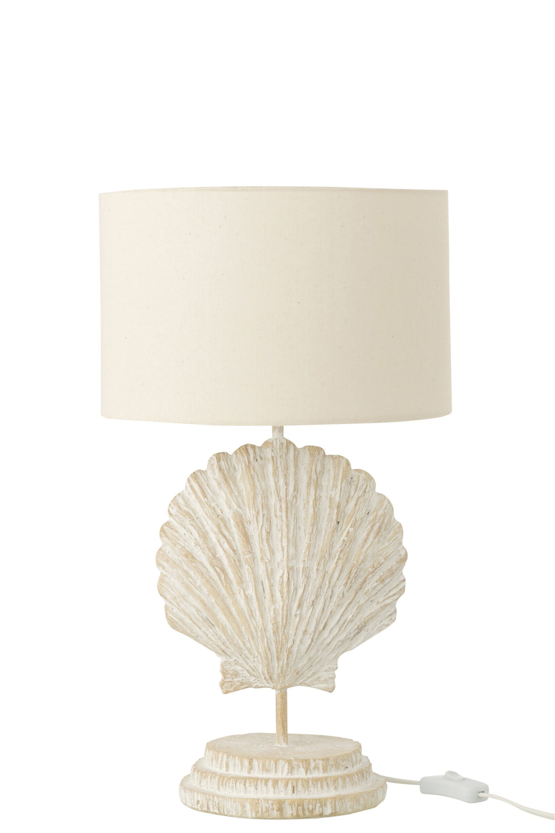 Lampe à poser coquillage en polyrésine blanc et naturel