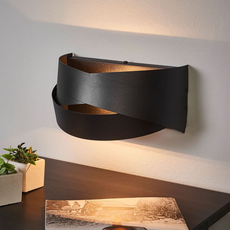Applique murale Tornado en métal, noir, hauteur 13 cm