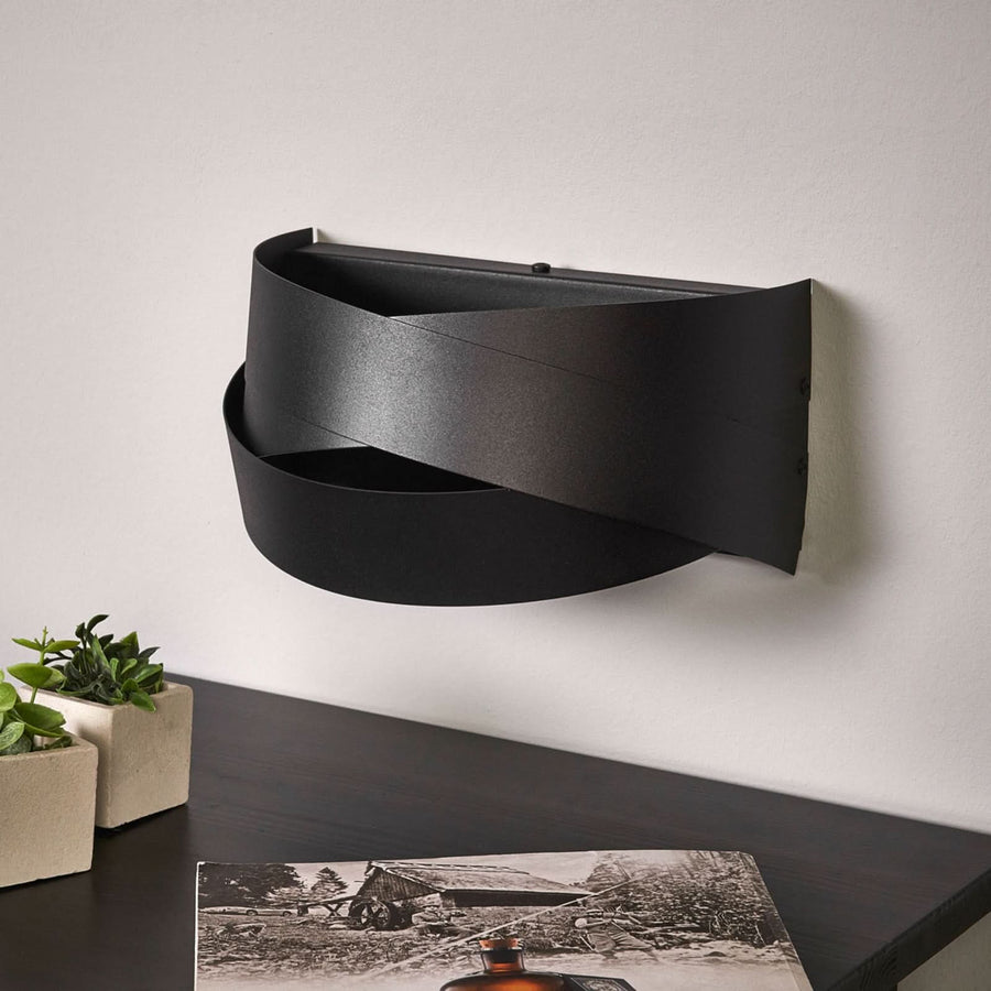 Applique murale Tornado en métal, noir, hauteur 13 cm