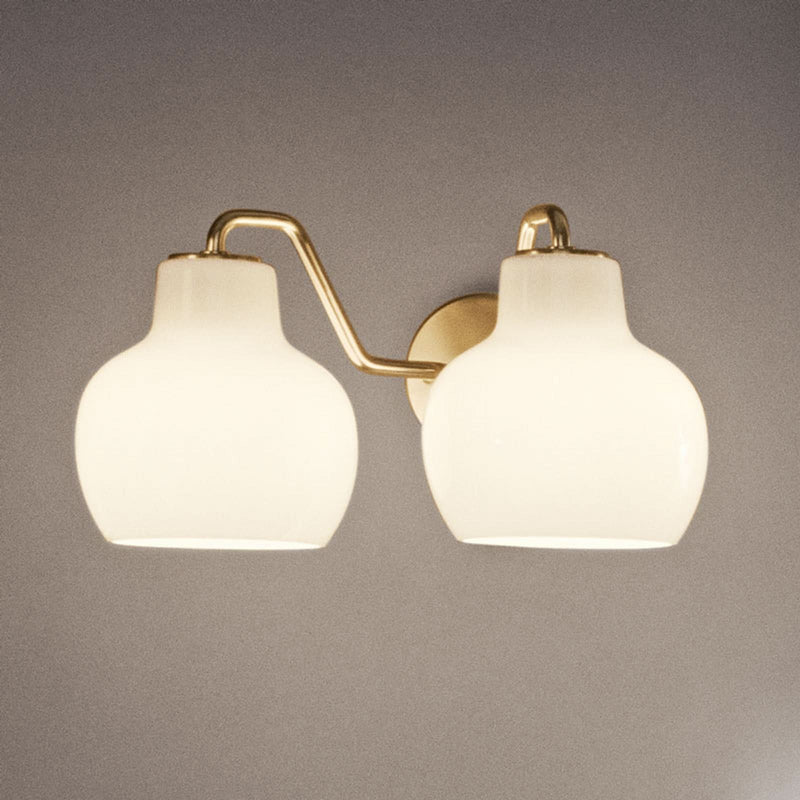 Applique murale VL Ring Crown en laiton, blanc, 2 lumières, hauteur 23,3 cm