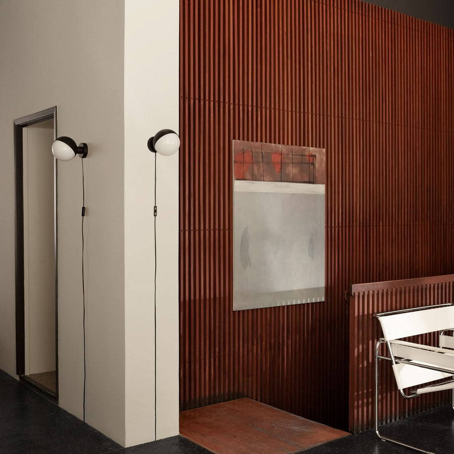 Applique murale VL Studio en verre, noir et blanc, Ø 15 cm, 30 W, modèle 2