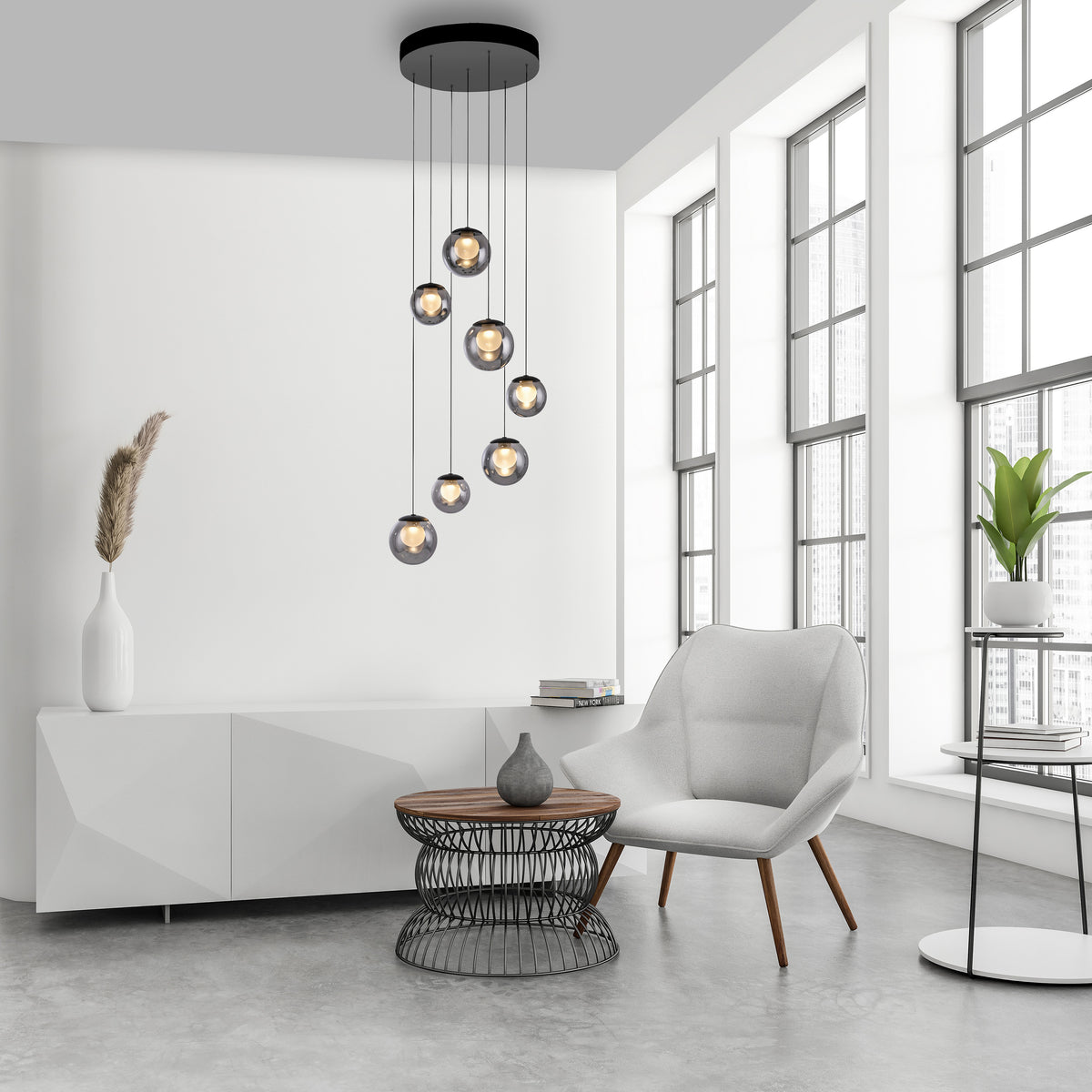 Suspension Pure Popup grise, P 40 cm