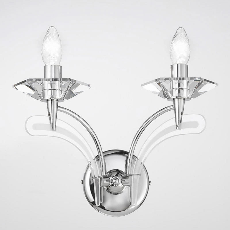 Applique murale Retro en verre, chrome et transparent, 2 lumières, hauteur 24,5 cm